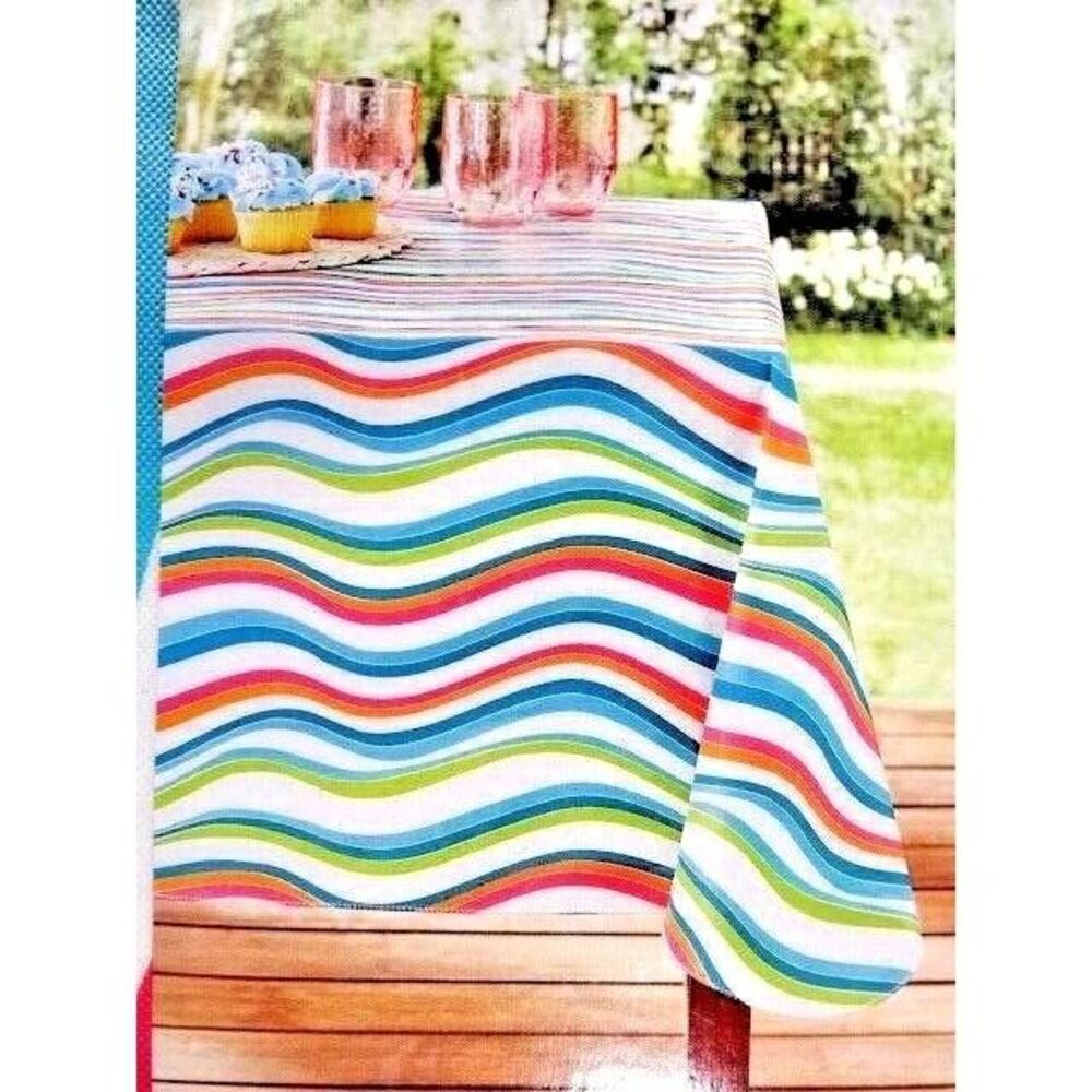 Wavy Swirls Tablecloth 60 x 84-inch Vinyl Kitchen Table Chloride-Free NIP